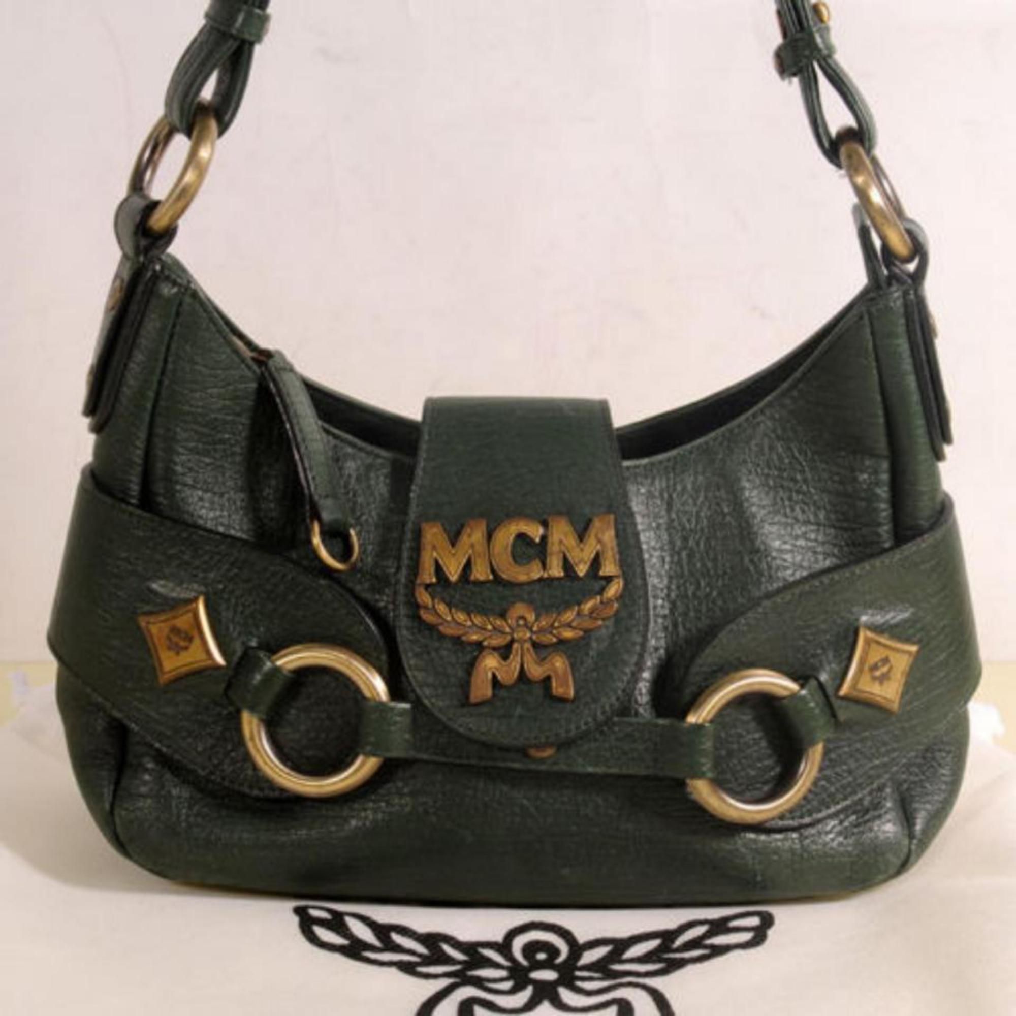 green mcm bag