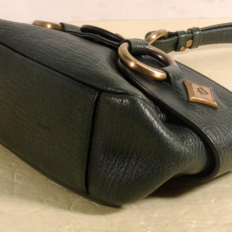 MCM Shoulder Bag Olive Green Vintage Leather/Canvas 💯 Authentic