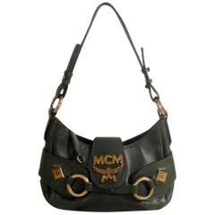 MCM Hobo 869871 Green Leather Shoulder Bag