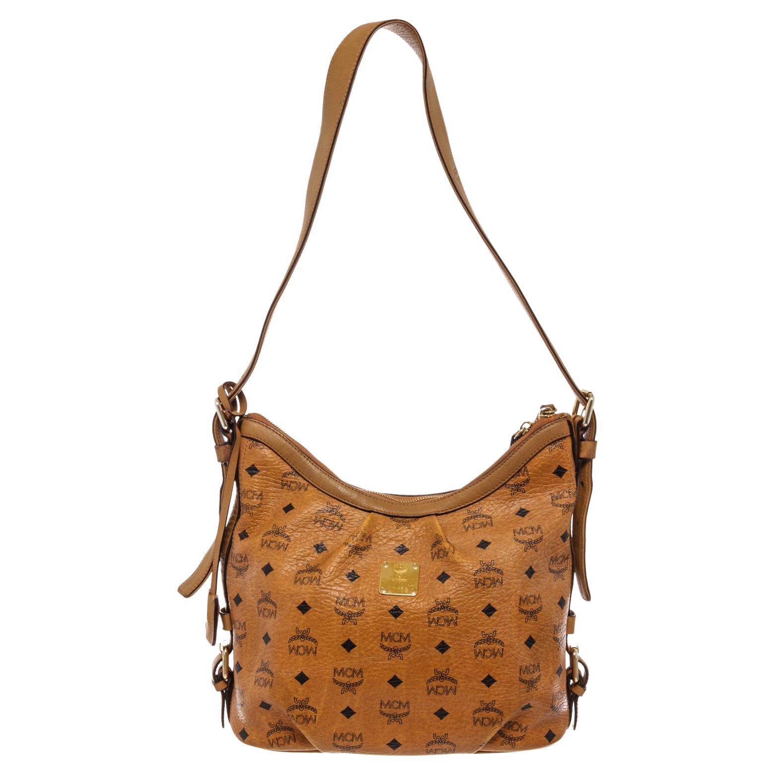 MCM Lion Logo Shopper 869658 Brown Leather Shoulder Bag For Sale at 1stDibs
