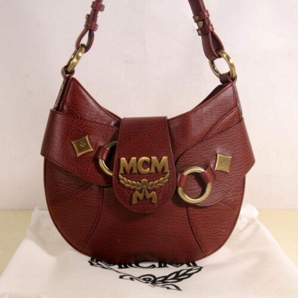 Women's MCM Hobo Bordeaux-brown 869890 Brown Leather Satchel