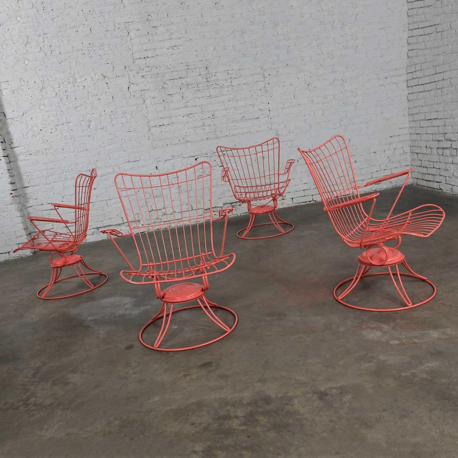 MCM Homecrest Outdoor Coral Adjustable Dining or Low Table & 4 Springer Chairs For Sale 1