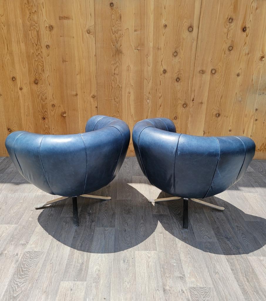 Swedish MCM  Illum Wikkelso Style Swivel Pod Chairs Newly Upholstered - Set of 2 For Sale