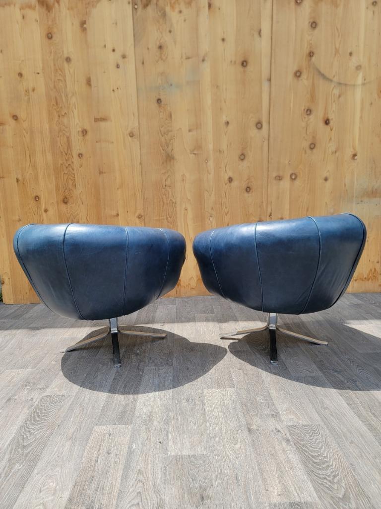 Hand-Crafted MCM  Illum Wikkelso Style Swivel Pod Chairs Newly Upholstered - Set of 2 For Sale