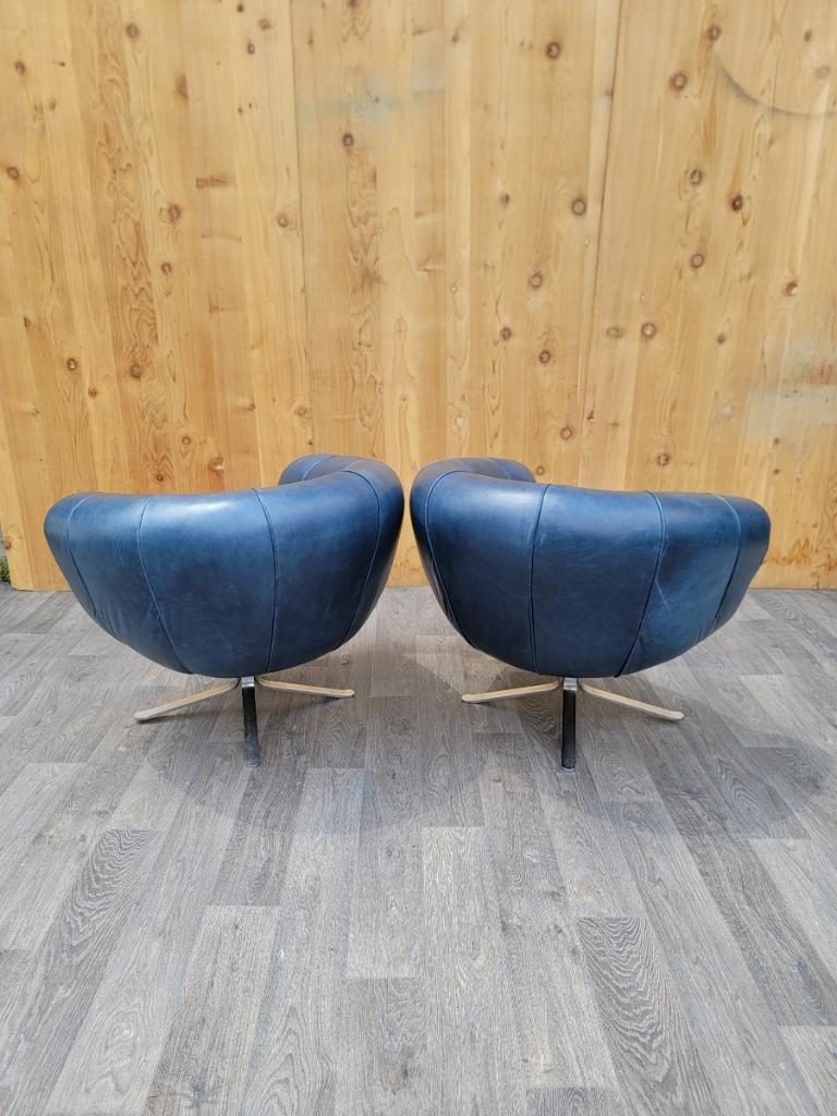 Late 20th Century MCM  Illum Wikkelso Style Swivel Pod Chairs Newly Upholstered - Set of 2 For Sale