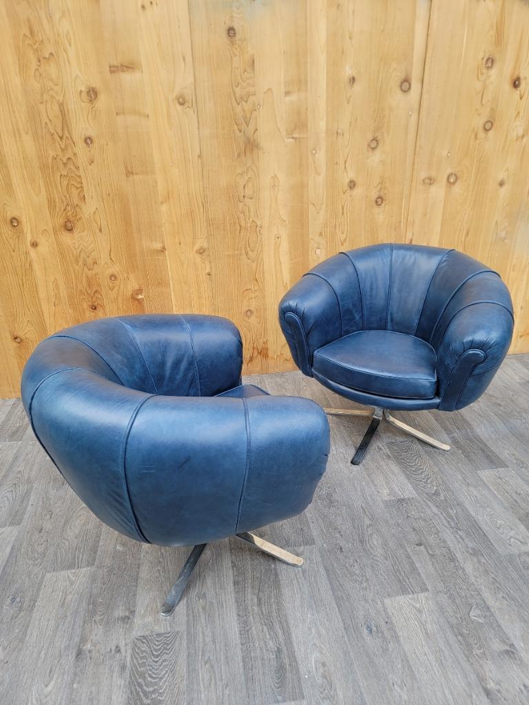 Metal MCM  Illum Wikkelso Style Swivel Pod Chairs Newly Upholstered - Set of 2 For Sale