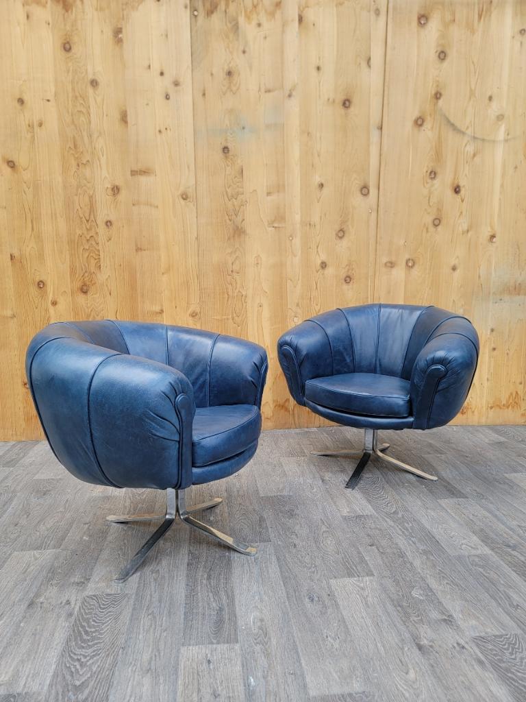 MCM  Illum Wikkelso Style Swivel Pod Chairs Newly Upholstered - Set of 2 For Sale 1