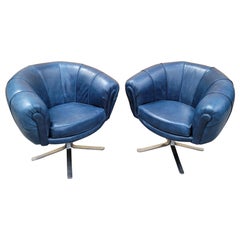 MCM Illum Wikkelso Style Swivel Pod Chairs Newly Upholstered - Set of 2