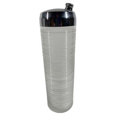 MCM Imperial Glass Clear Threaded Glass Cocktail Shaker with Chrome Lid