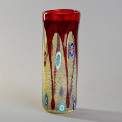 MCM Imperio Rossi Murano Murrine Glasvase mit rotem Rand
