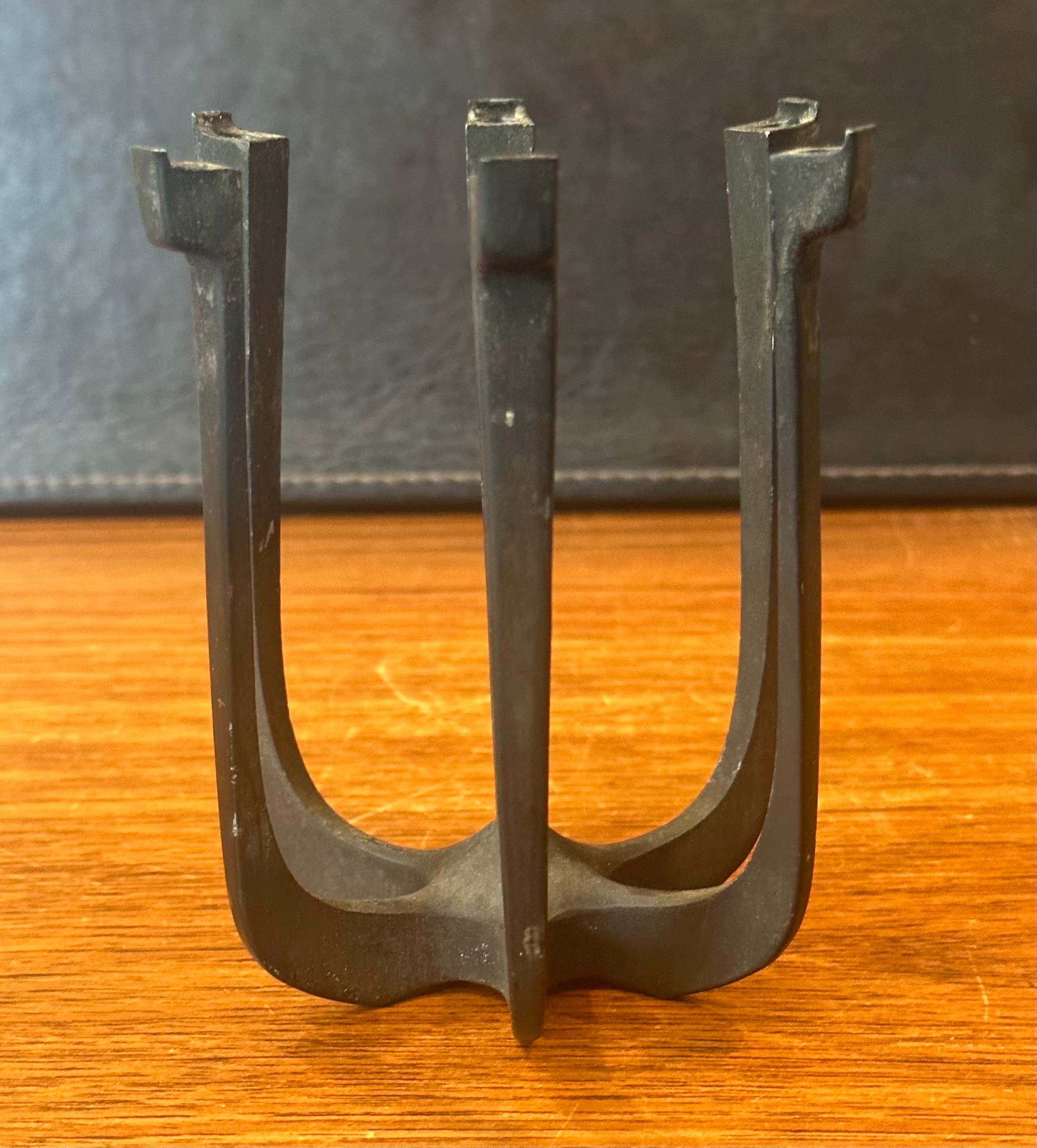 French MCM Iron Candle Holder by Gunnar Cyren Lysestager for Dansk For Sale