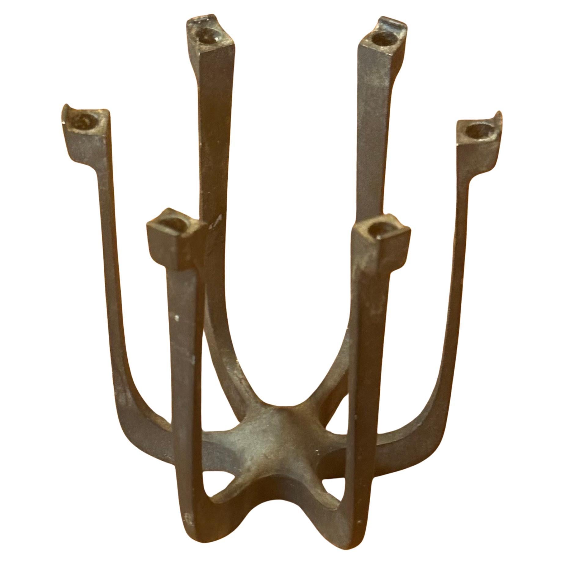 MCM Iron Candle Holder by Gunnar Cyren Lysestager for Dansk For Sale