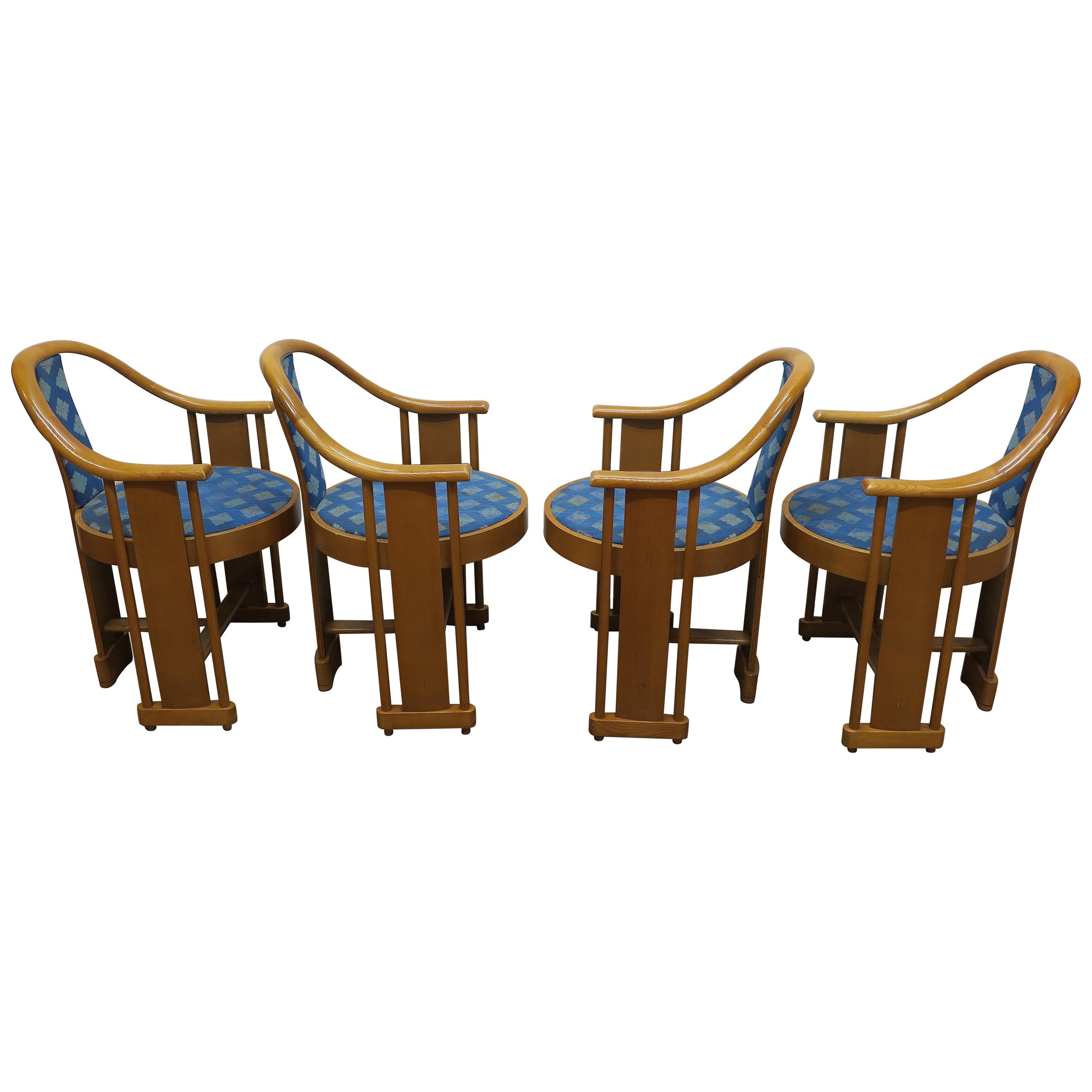 MCM Italienische Sessel mit runder Rückenlehne aus gebogenem Holz, Kolber & Trocadero im Angebot