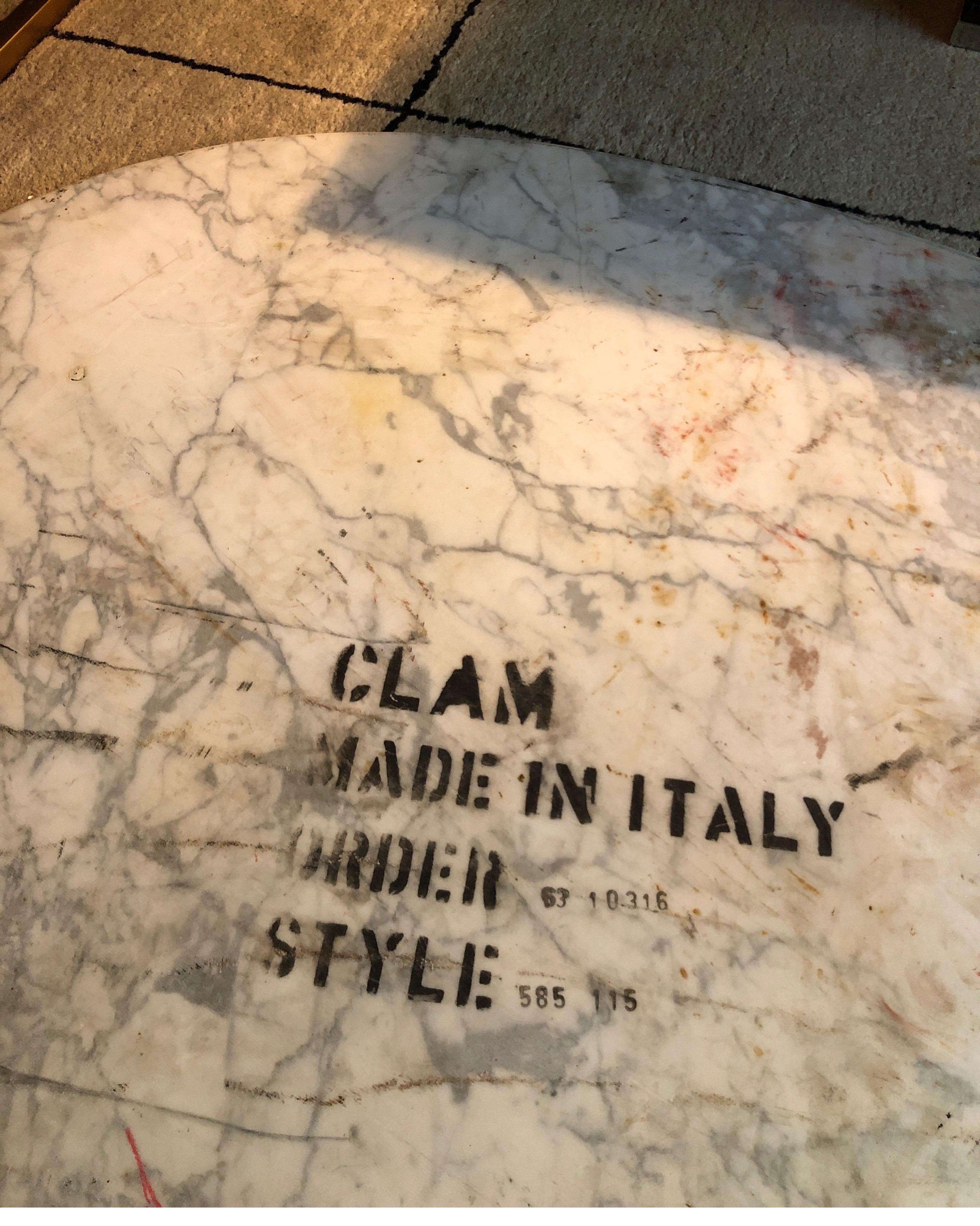 20th Century MCM, Italian Carrara Marble Tulip Table with Bronze Colored Base