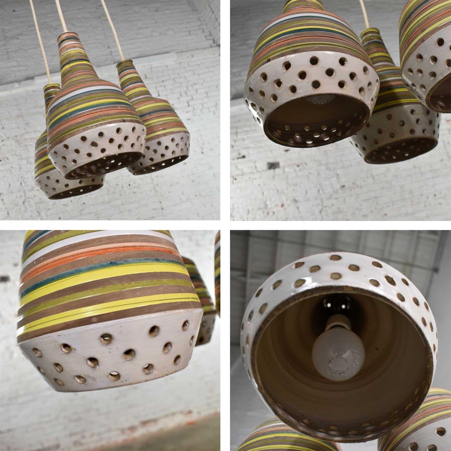 MCM Italian Ceramic Pendant Ceiling Light Attributed to Alvino Bagni for Raymor 4