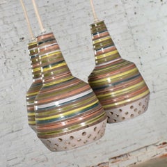 MCM Italian Ceramic Pendant Ceiling Light Attributed to Alvino Bagni for Raymor