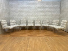 Mcm Italian Chrome Cantilever Dining Chairs by Mariani Lugano - 8 Piece Set