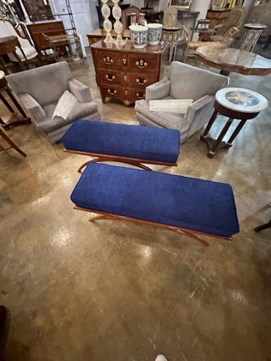 Upholstery MCM Italian Designer Mahogany Benches For Sale