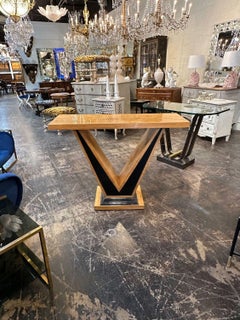 MCM Italian Elm Wood V Shaped Console