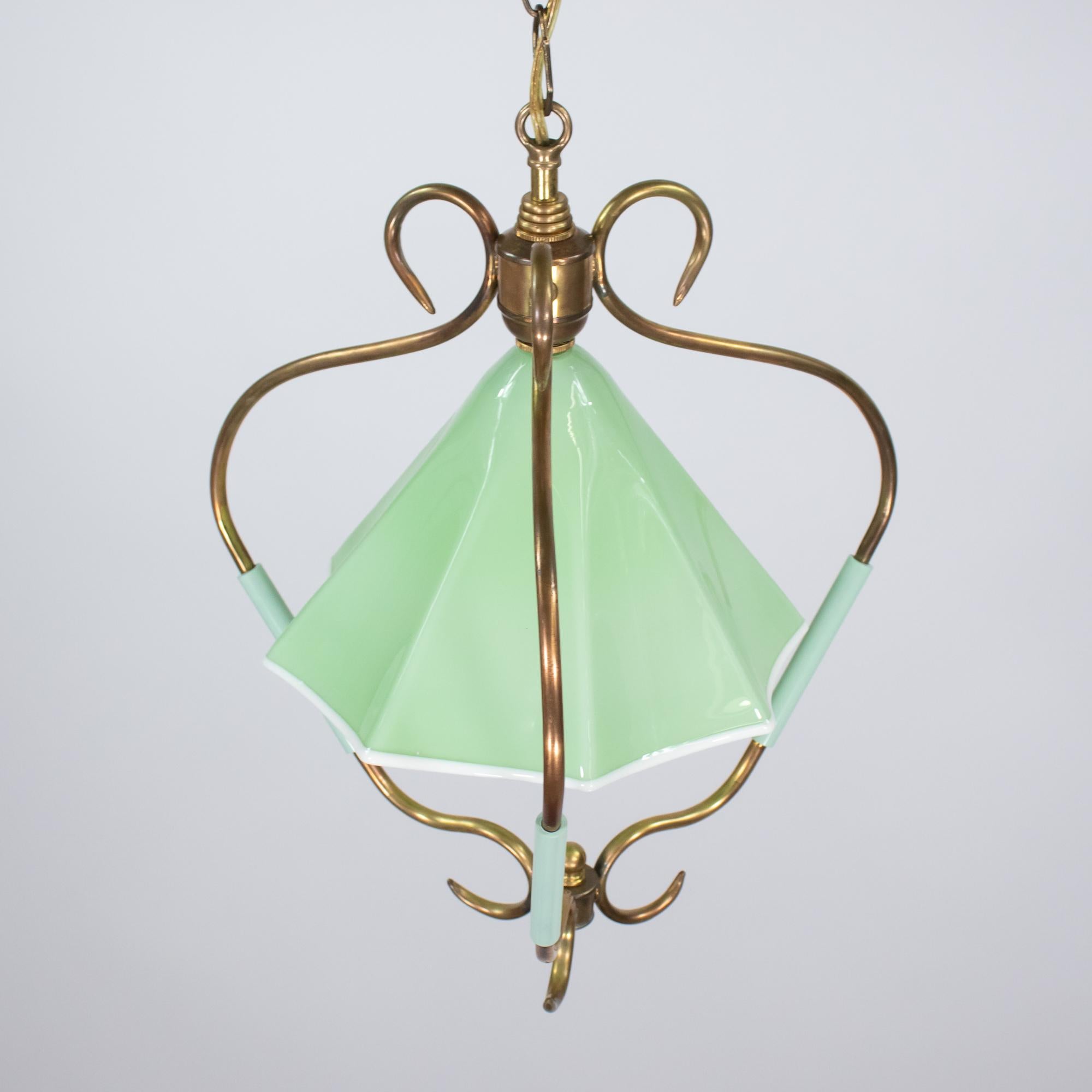 Pendentif en verre de Murano opalin vert de MCM dans le style de Fontana Arte en vente 3