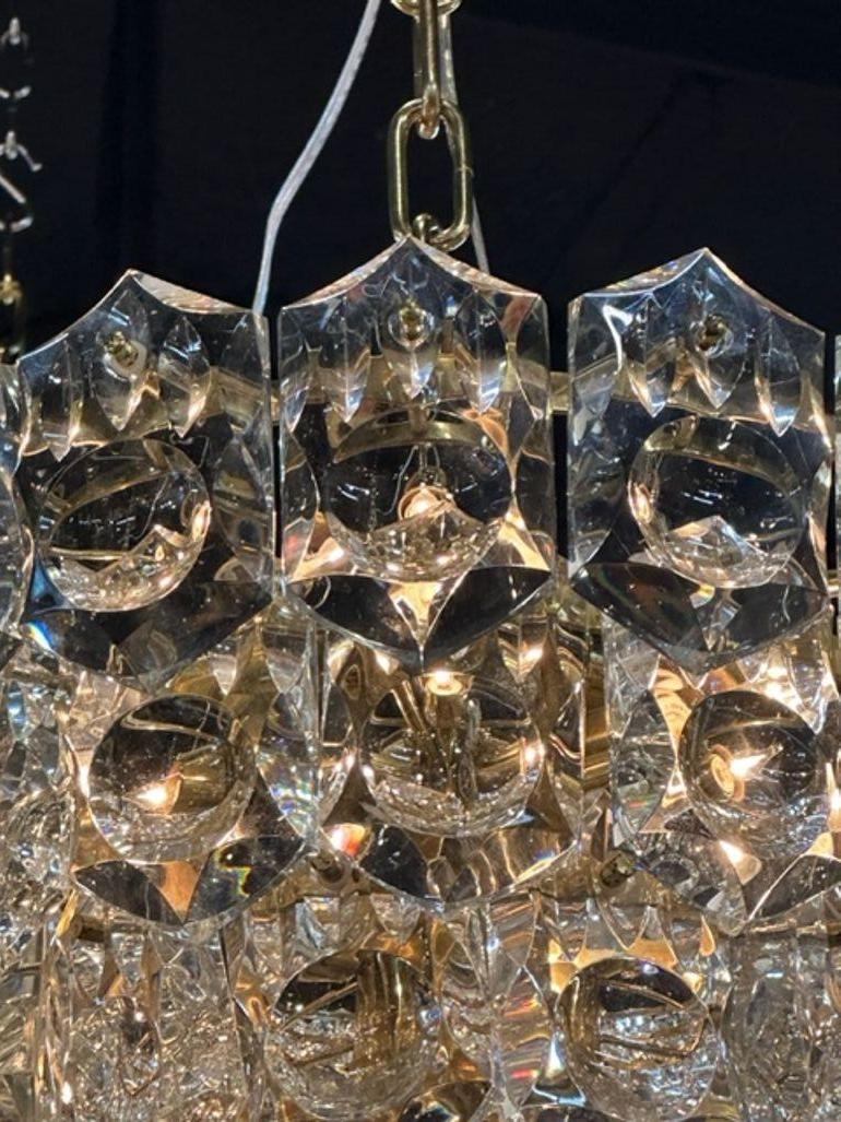 20th Century MCM Italian Heavy Glass and Brass Waterfall Chandelier For Sale