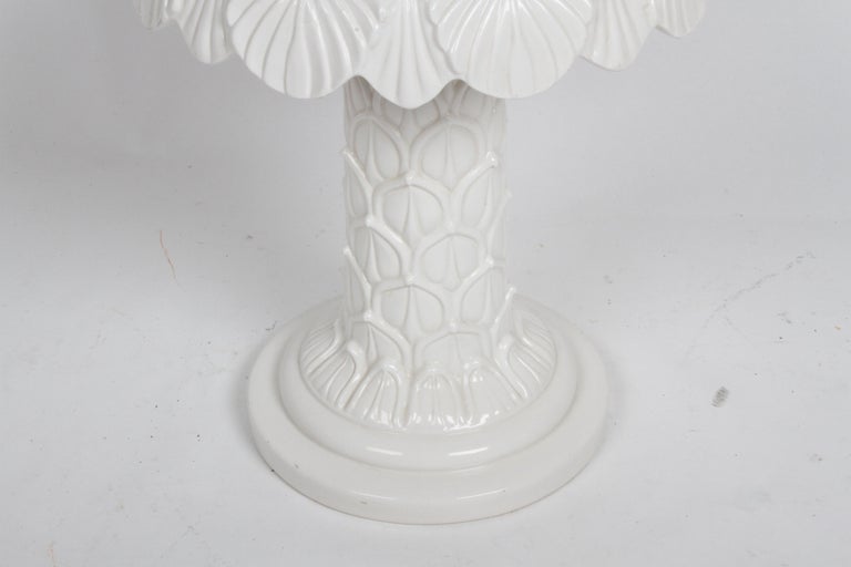 MCM Italian Hollywood Regency White Glazed Ceramic Palm Tree Form Side Table For Sale 9