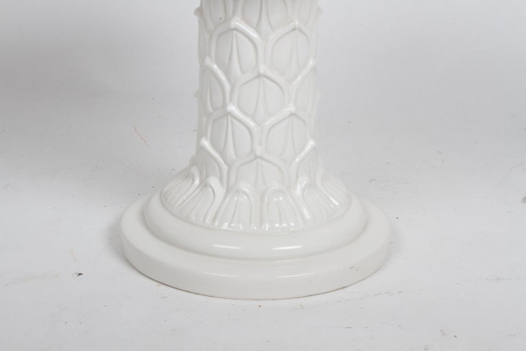 MCM Italian Hollywood Regency White Glazed Ceramic Palm Tree Form Side Table For Sale 10