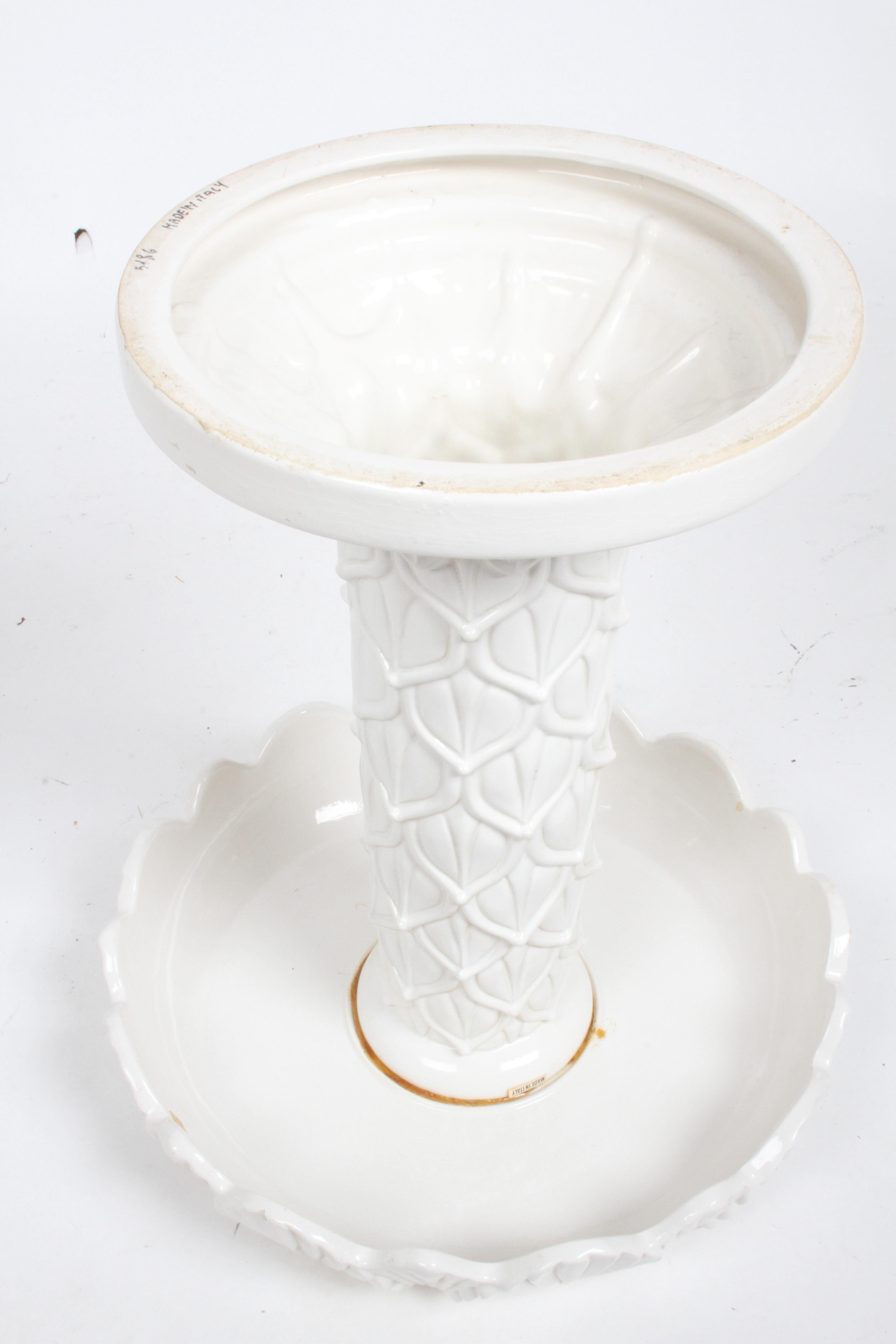 MCM Italian Hollywood Regency White Glazed Ceramic Palm Tree Form Side Table 13