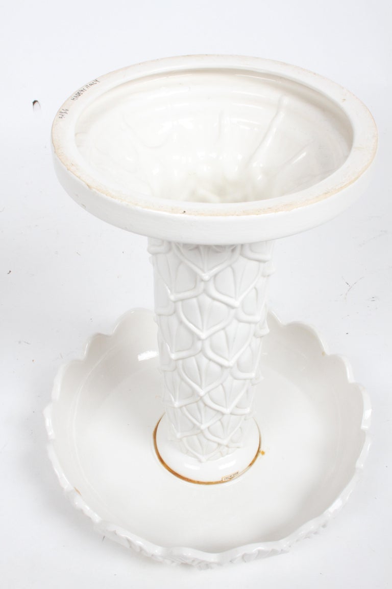 MCM Italian Hollywood Regency White Glazed Ceramic Palm Tree Form Side Table For Sale 13