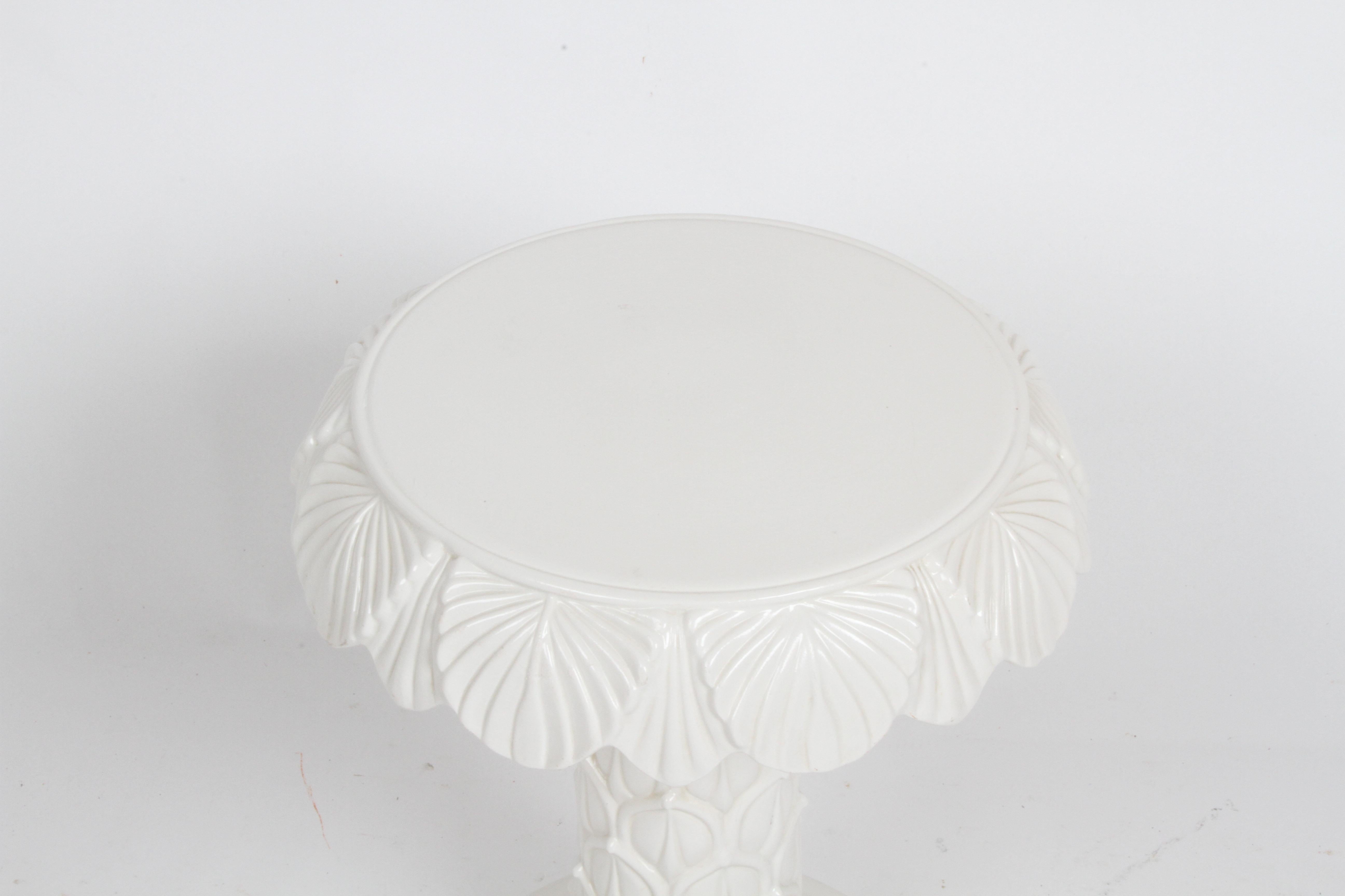 MCM Italian Hollywood Regency White Glazed Ceramic Palm Tree Form Side Table 14