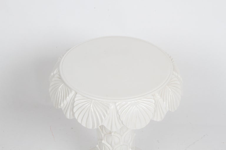 MCM Italian Hollywood Regency White Glazed Ceramic Palm Tree Form Side Table For Sale 14