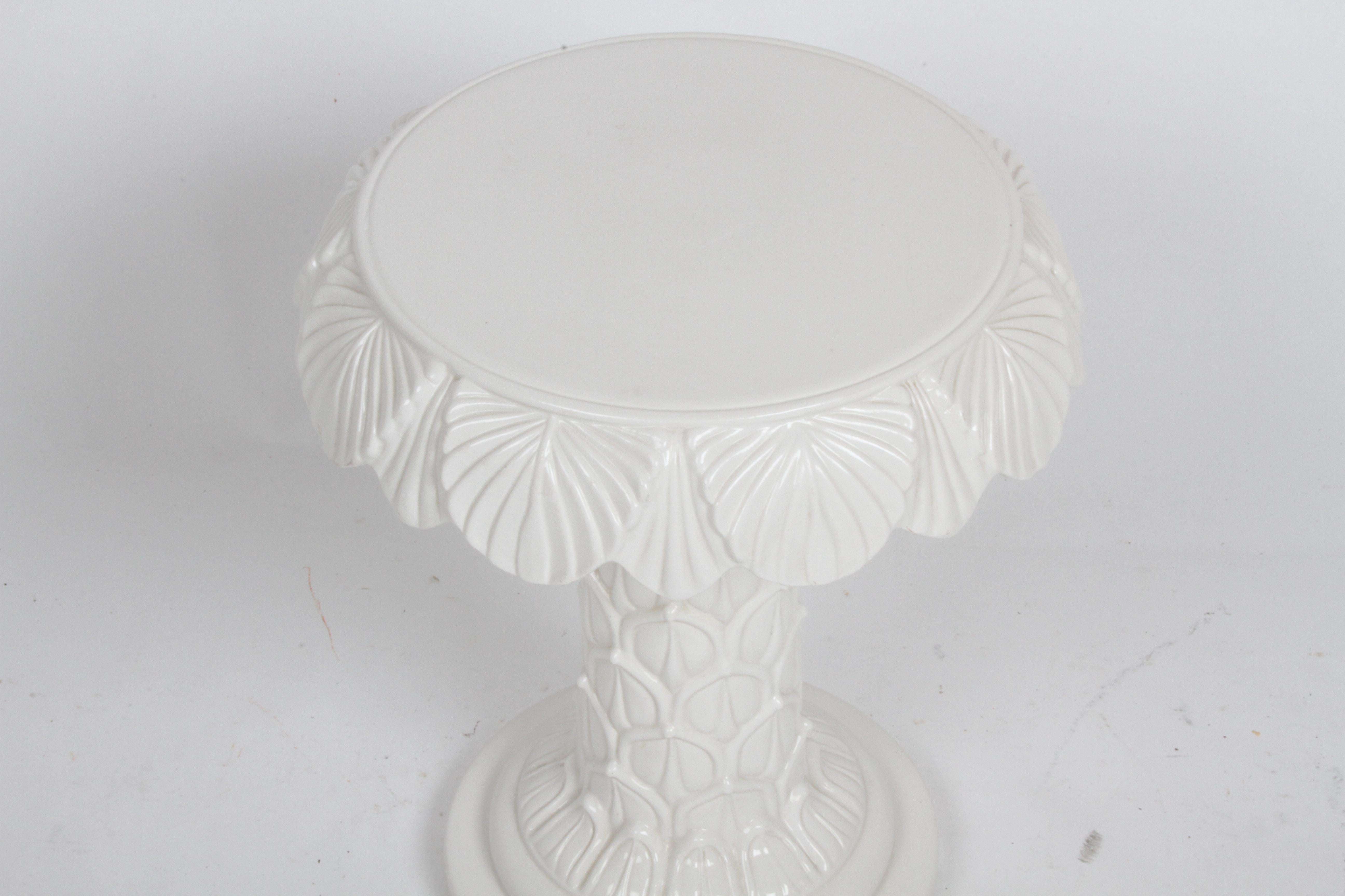 Mid-20th Century MCM Italian Hollywood Regency White Glazed Ceramic Palm Tree Form Side Table