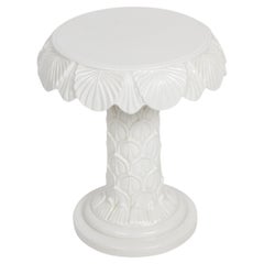 MCM Italian Hollywood Regency White Glazed Ceramic Palm Tree Form Side Table