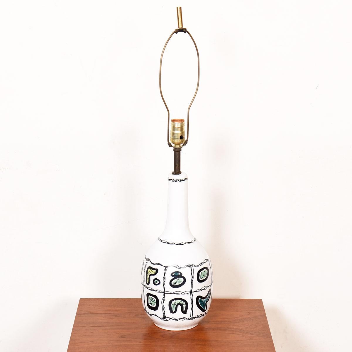 20th Century MCM Italian Pottery Table Lamp For Sale