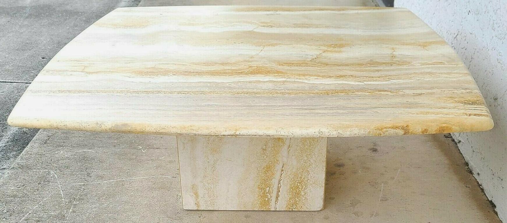 MCM Italian Travertine Marble Cocktail Coffee Table In Good Condition For Sale In Lake Worth, FL