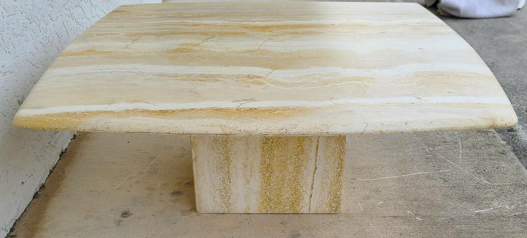 MCM Italian Travertine Marble Cocktail Coffee Table For Sale 1