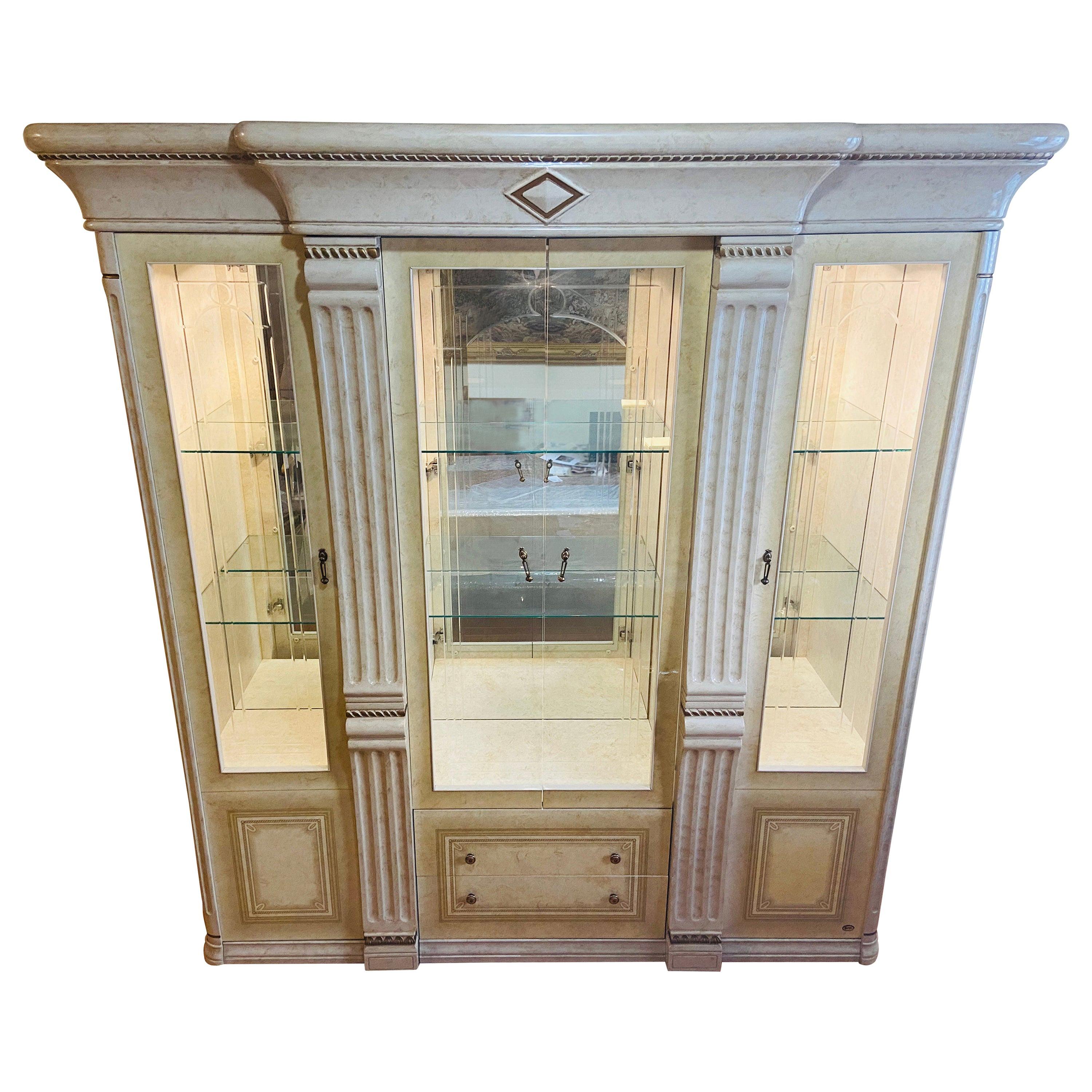MCM Italian White Lacquered China Cabinet