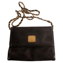Mcm Jacquard Chain Cross Dust 869454 Black Coated Canvas + Cowhide Shoulder Bag
