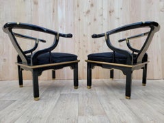 MCM James Mont Chinoiserie Style Horseshoe Chairs Newly Reupholstered in Cowhide