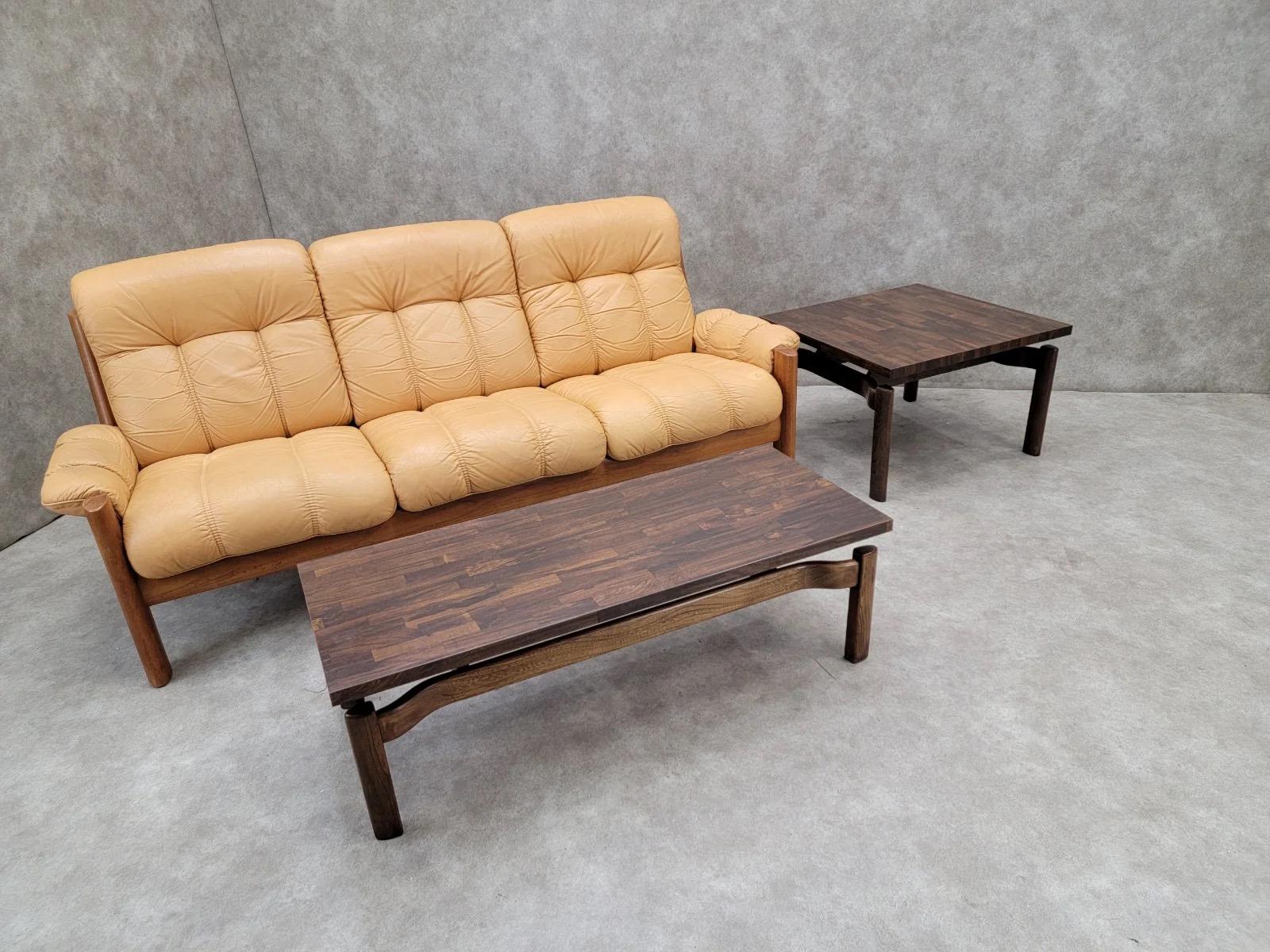 MCM Jens Risom Style Floating Formula Side and with Coffee Table, Set of 2 For Sale 3