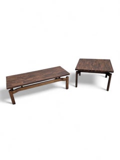 MCM Jens Risom Style Floating Formula Side and with Coffee Table, Set of 2