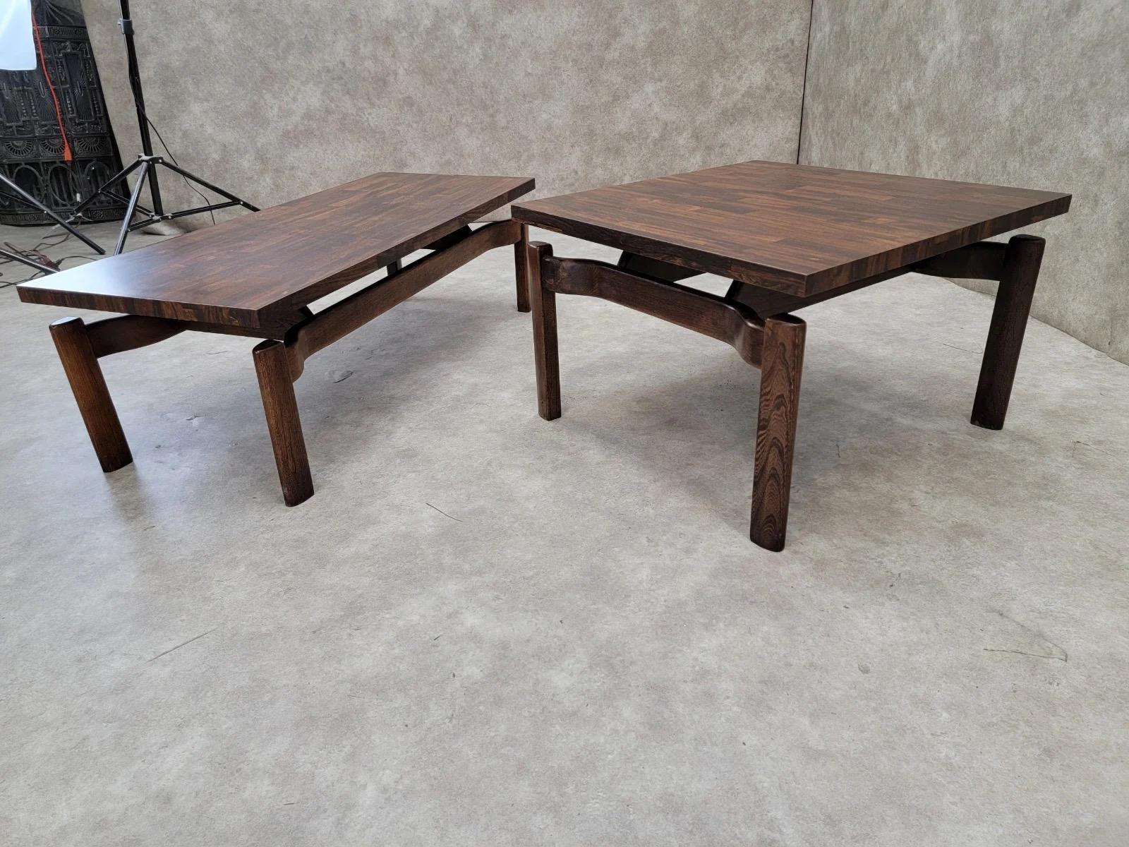Unknown MCM Jens Risom Style Floating Formula Side and with Coffee Table, Set of 2 For Sale