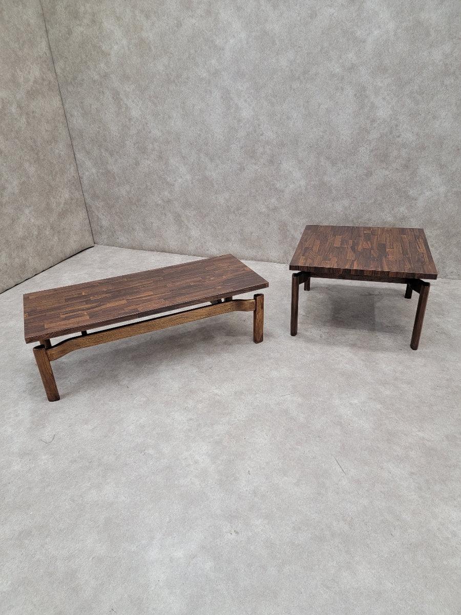 MCM Jens Risom Style Floating Formula Side and with Coffee Table, Set of 2 For Sale 1