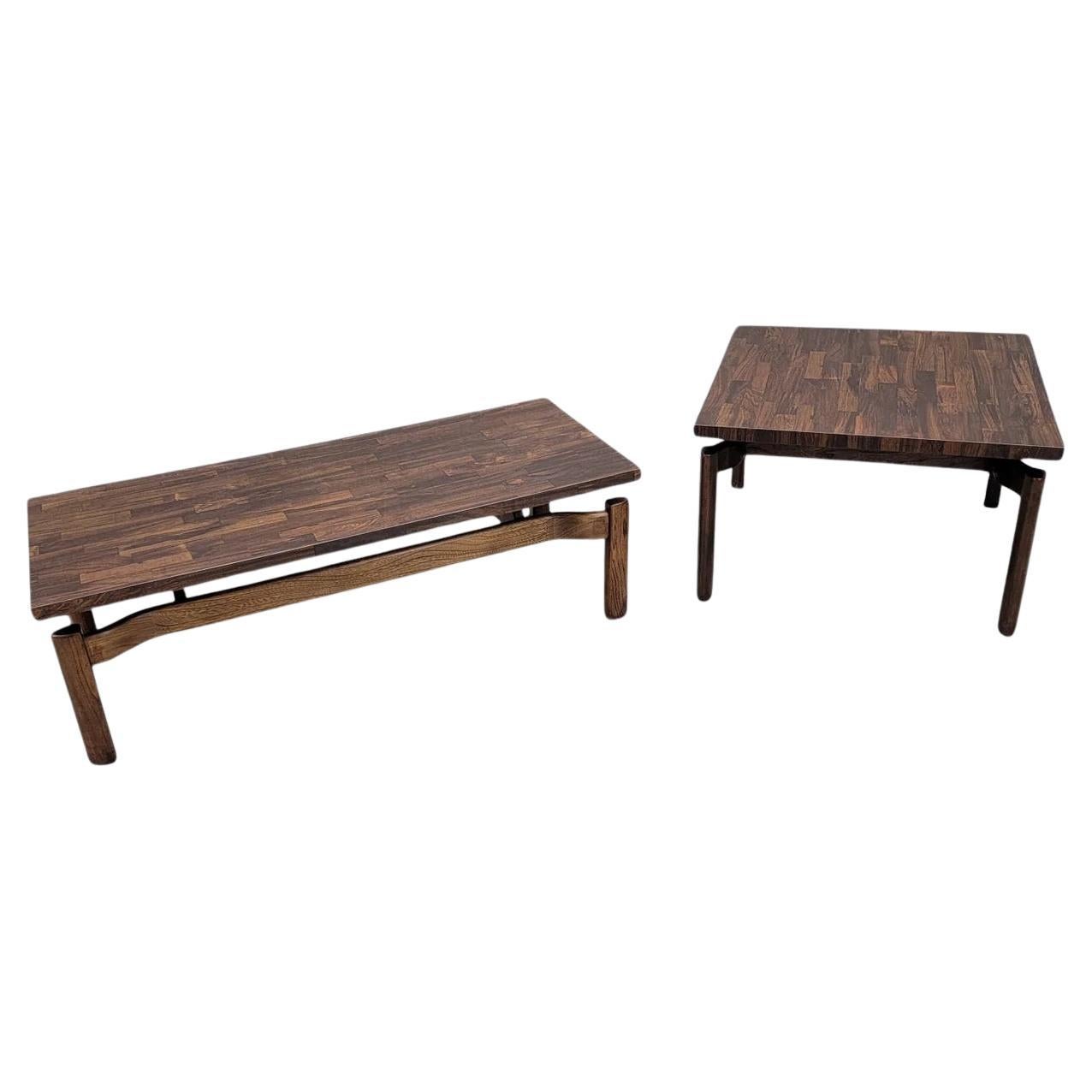 MCM Jens Risom Style Floating Formula Side and with Coffee Table, Set of 2 For Sale