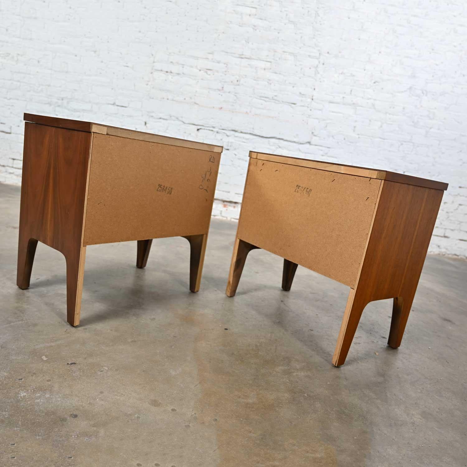 MCM Johnson Carper Fashion Trend Pair of Walnut Nightstands or End Tables 1