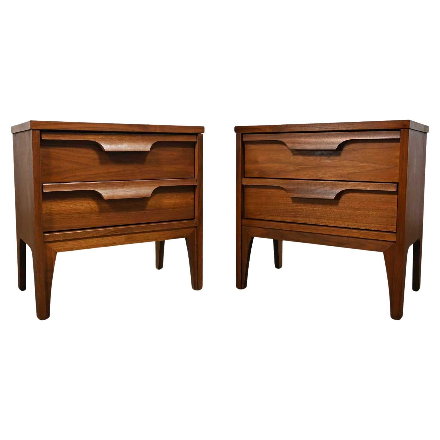 MCM Johnson Carper Fashion Trend Pair of Walnut Nightstands or End Tables