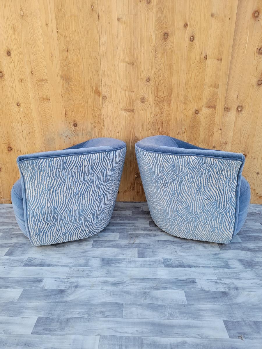 MCM Asymmetrical Swivel Lounge Chairs Newly Upholstered, Pair 2