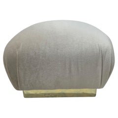 MCM Karl Springer Brass Base Pouf Ottoman Newly Reupholstered