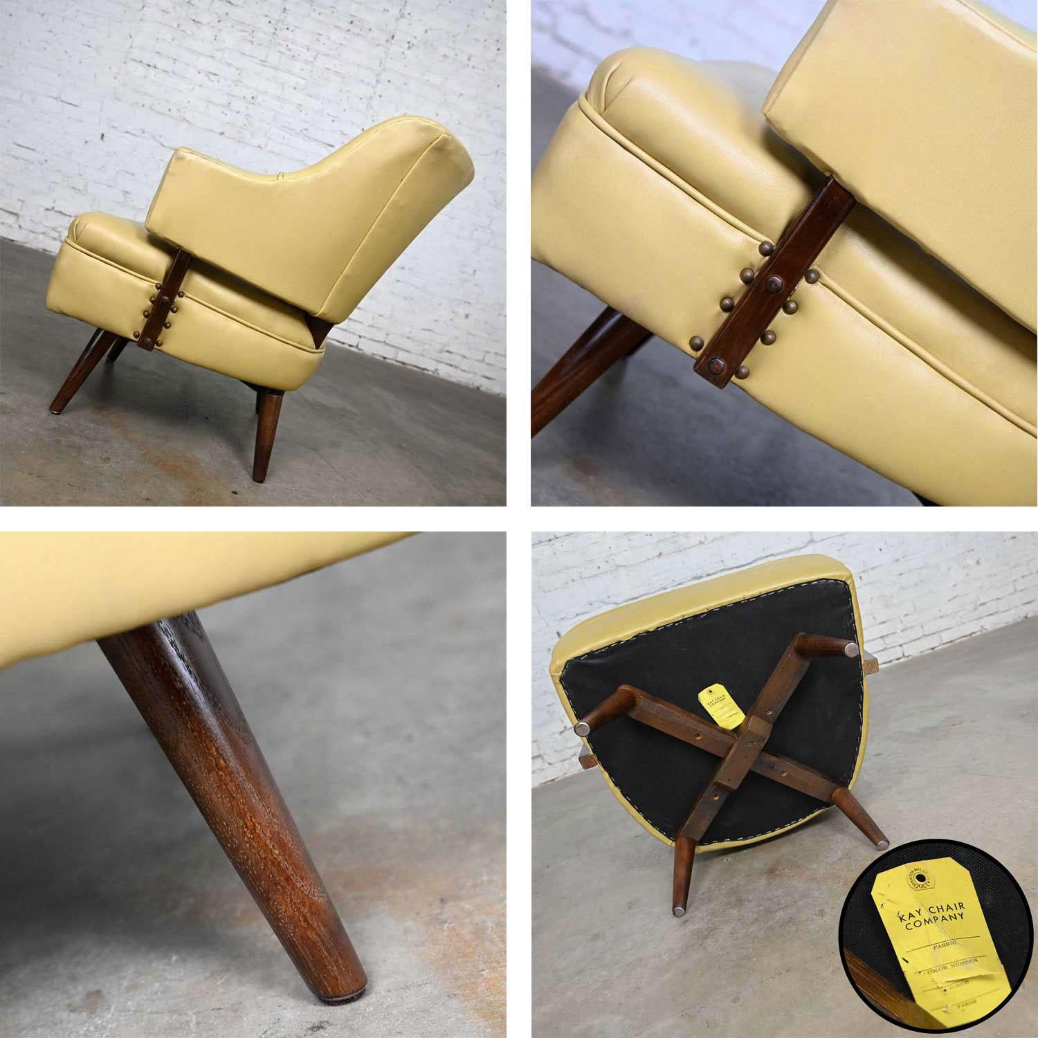 Fauteuil d'appoint ou fauteuil d'appoint MCM en vinyle kaki et faux cuir dans le style de Kroehler en vente 3