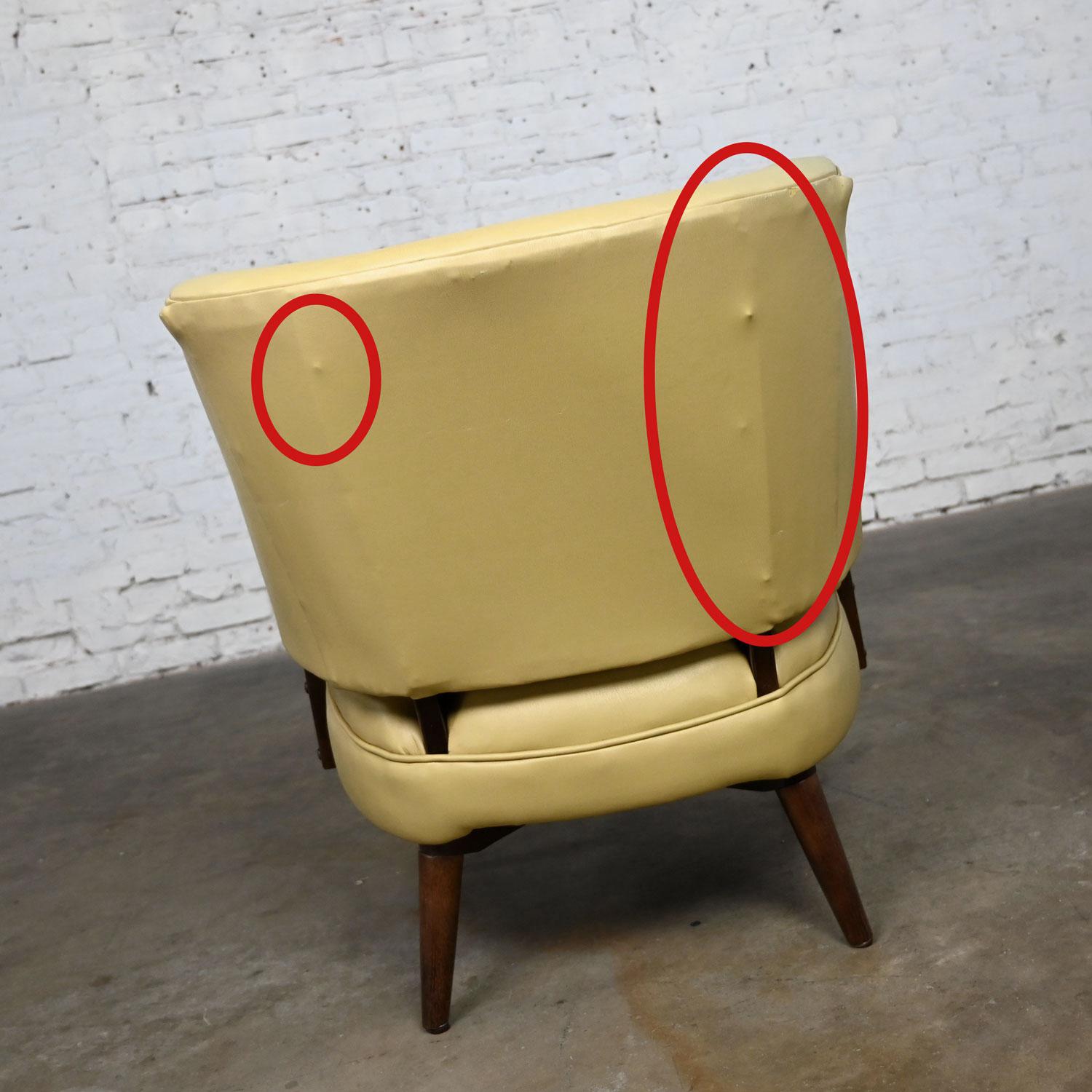 Fauteuil d'appoint ou fauteuil d'appoint MCM en vinyle kaki et faux cuir dans le style de Kroehler en vente 5